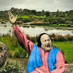 Portrait of Nusrat Fateh Ali Khan